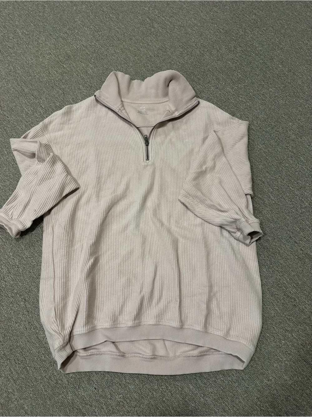 aerie Ribbed Half-Zip Pullover Sweater - Light Taupe
